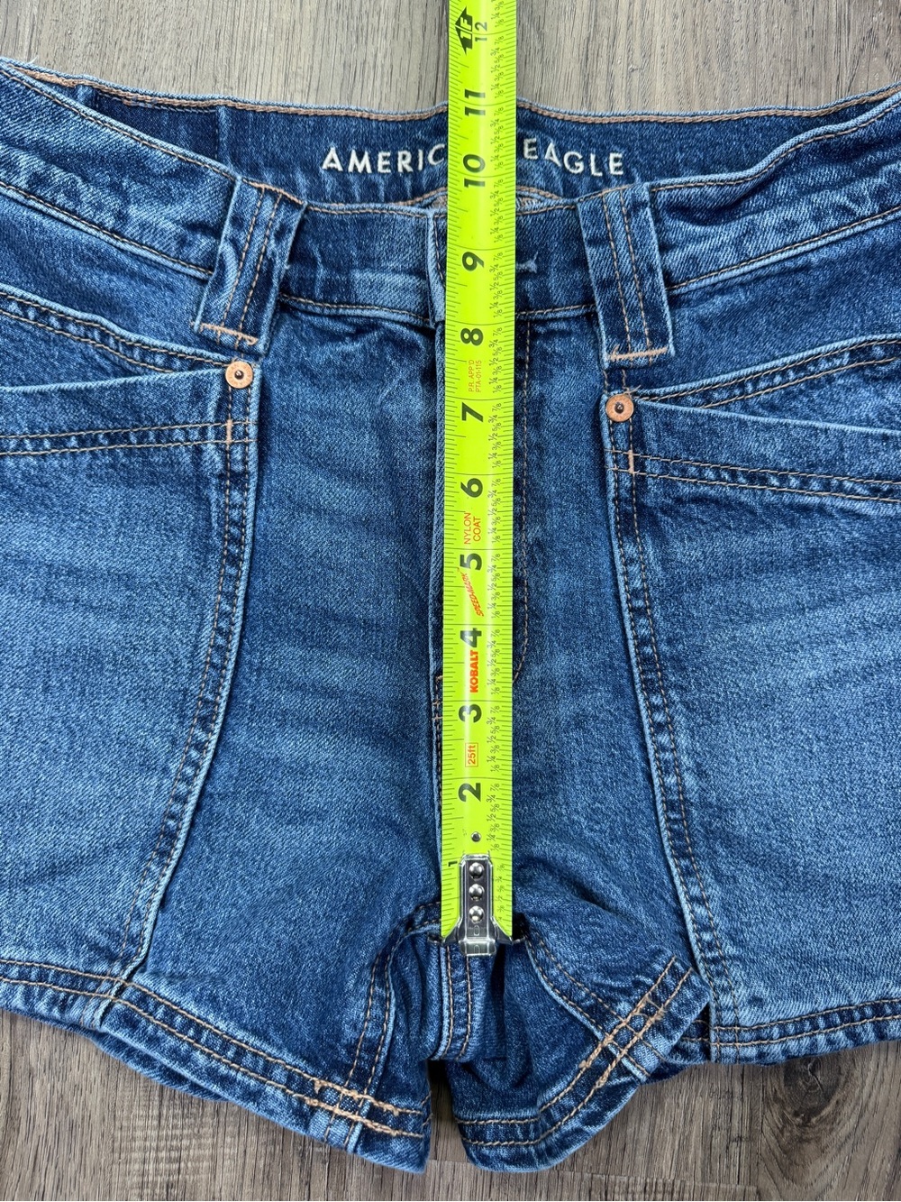 American Eagle Outfitters Dark Blue High-Rise Relaxed Denim Shorts - Picture 4 of 14